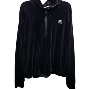 Fila Y2K Velour Quarter Zip Pullover Black Size Large Athleisure
